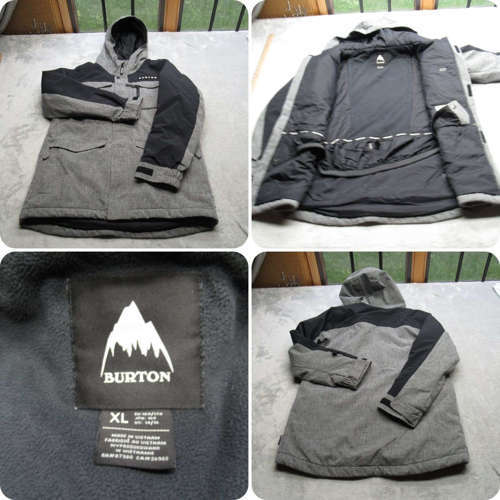 Burton Ski Jacket Youth Xl Gray Covert Waterproof Thermacore Eco Snowboard